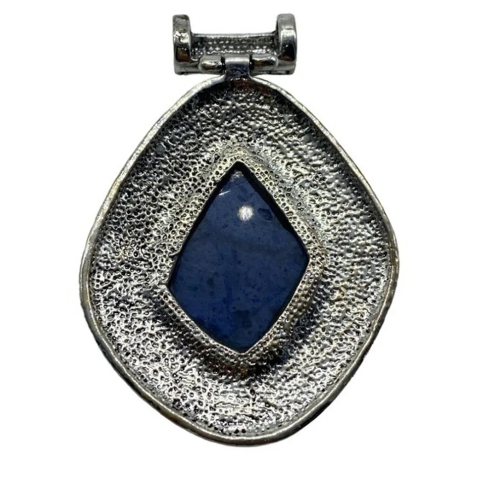 African Sodalite Gemstone Sterling Silver 925 Pendant 2 5/8in